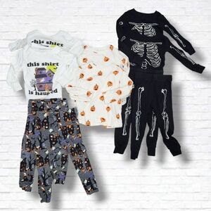Old Navy Kids Halloween Pajama Sets Skeleton and Pumpkin Design Size 2T Bundle